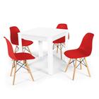 Conjunto Mesa de Jantar Quadrada Sofia Branca 80x80cm com 4 Cadeiras Eames Eiffel - Vermelho