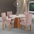 Conjunto Mesa de Jantar Redonda 90cm Spirit com 4 Cadeiras Mel/Blonde/Rosa