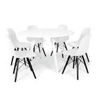 Conjunto Mesa de Jantar Redonda Amanda 120cm Branca com 6 Cadeiras Eames Eiffel Base Preta - Branco