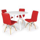 Conjunto Mesa de Jantar Redonda Amanda Branca 120cm com 4 Cadeiras Eiffel Gomos - Vermelho