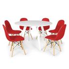 Conjunto Mesa de Jantar Redonda Amanda Branca 120cm com 6 Cadeiras Eiffel Botonê - Vermelho