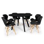 Conjunto Mesa de Jantar Redonda Amanda Preta 120cm com 6 Cadeiras Eiffel Slim - Preto