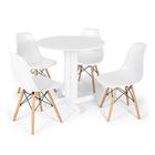 Conjunto Mesa de Jantar Redonda Bellus Branca 80cm com 4 Cadeiras Eames Eiffel - Branco