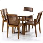 Conjunto Mesa de Jantar Redonda Branca Lara Premium 100cm com 4 Cadeiras Isabela - Natural - Magazine Decor