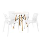 Conjunto Mesa de Jantar Redonda Eiffel 80cm Branca com 4 Cadeiras Gruvyer - Branco