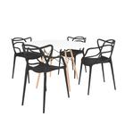 Conjunto Mesa de Jantar Redonda Eiffel Branca 120cm com 4 Cadeiras Allegra - Preto