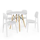 Conjunto Mesa de Jantar Redonda Eiffel Branca 80cm com 4 Cadeiras Itália - Branco