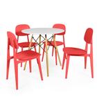 Conjunto Mesa de Jantar Redonda Eiffel Branca 80cm com 4 Cadeiras Itália - Vermelho