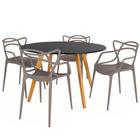 Conjunto Mesa de Jantar Redonda Laura 120cm Preta com 4 Cadeiras Allegra - Fendi