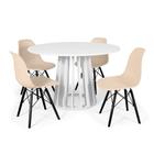 Conjunto Mesa de Jantar Redonda Talia 120cm Branca com 4 Cadeiras Eames Eiffel Base Preta - Nude