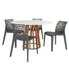 Conjunto Mesa de Jantar Redonda Talia Amadeirada Branca 120cm com 4 Cadeiras Gruvyer - Cinza Escuro