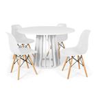 Conjunto Mesa de Jantar Redonda Talia Branca 120cm com 4 Cadeiras Eames Eiffel - Branco - Magazine Decor