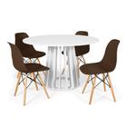 Conjunto Mesa de Jantar Redonda Talia Branca 120cm com 4 Cadeiras Eames Eiffel - Marrom - Magazine Decor