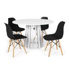Conjunto Mesa de Jantar Redonda Talia Branca 120cm com 4 Cadeiras Eames Eiffel - Preto
