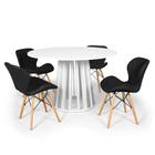 Conjunto Mesa de Jantar Redonda Talia Branca 120cm com 4 Cadeiras Eiffel Slim - Preto