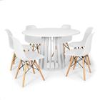 Conjunto Mesa de Jantar Redonda Talia Branca 120cm com 6 Cadeiras Eames Eiffel - Branco