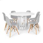 Conjunto Mesa de Jantar Redonda Talia Branca 120cm com 6 Cadeiras Eames Eiffel - Cinza