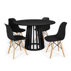 Conjunto Mesa de Jantar Redonda Talia Preta 120cm com 4 Cadeiras Eames Eiffel - Preto