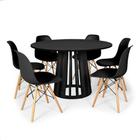 Conjunto Mesa de Jantar Redonda Talia Preta 120cm com 6 Cadeiras Eames Eiffel - Preto