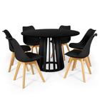 Conjunto Mesa de Jantar Redonda Talia Preta 120cm com 6 Cadeiras Eiffel Leda - Preto