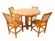 Conjunto Mesa de Jantar Redondo 1,20m com 4 Cadeiras Conforto Madeira de Demolição Peroba Rosa Patina