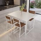 Conjunto Mesa de Jantar Retangular Branca 4 Cadeiras Estofado Riviera Industrial Branco