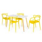 Conjunto Mesa de Jantar Retangular Eiffel Branca 120x80cm com 4 Cadeiras Allegra - Amarelo