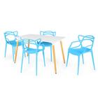 Conjunto Mesa de Jantar Retangular Eiffel Branca 120x80cm com 4 Cadeiras Allegra - Azul