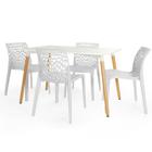 Conjunto Mesa de Jantar Retangular Eiffel Branca 120x80cm com 4 Cadeiras Gruvyer - Branco - Magazine Decor