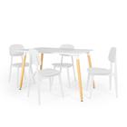 Conjunto Mesa de Jantar Retangular Eiffel Branca 120x80cm com 4 Cadeiras Itália - Branco