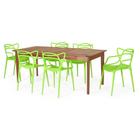 Conjunto Mesa de Jantar Retangular em Madeira Maciça 186cm com 6 Cadeiras Allegra - Verde