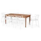 Conjunto Mesa de Jantar Retangular em Madeira Maciça 186cm com 8 Cadeiras Allegra - Branco