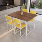 Conjunto Mesa de Jantar Retangular Imbuia 4 Cadeiras Estofado Riviera Industrial Branco