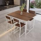 Conjunto Mesa de Jantar Retangular Imbuia 4 Cadeiras Estofado Riviera Industrial Branco