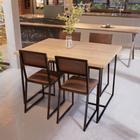 Conjunto Mesa de Jantar Retangular Pinus 4 Cadeiras Estofado Riviera Industrial Preto