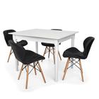 Conjunto Mesa De Jantar Robust 110x90 Branca Com 4 Cadeiras Eames Eiffel Slim - Preta - Magazine Decor