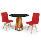 Conjunto Mesa de Jantar Talia Amadeirada Preta 100cm com 2 Cadeiras Eiffel Gomos - Vermelho