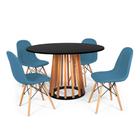 Conjunto Mesa de Jantar Talia Amadeirada Preta 120cm com 4 Cadeiras Eiffel Botonê - Turquesa - Magazine Decor