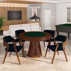 Conjunto Mesa de Jogos Carteado Bellagio Tampo Reversível e 4 Cadeiras Madeira Poker Base Cone Veludo Azul Marinho/Imbuia G42 - Gran Belo