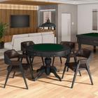 Conjunto Mesa de Jogos Carteado Bellagio Tampo Reversível e 4 Cadeiras Madeira Poker Base Estrela PU Marrom/Preto G42 - Gran Belo