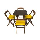 Conjunto Mesa Dobrável 70x70 cm C/4 Cadeiras Imbuia com Estofado Amarelo