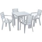 Conjunto Mesa e 04 Cadeiras Plasticas com Braços Baru Rimax