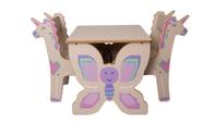 Conjunto mesa e cadeira infantil Unicórnio e Borboleta