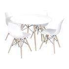 Conjunto mesa eames branca 90cm e 4 cadeiras eames pp branca