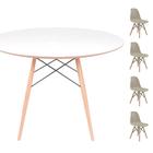 Conjunto Mesa Eames Eiffel DSW Redonda Branca 90cm + 4 Cadeiras Eames DSW - Fendi