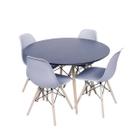 Conjunto Mesa Eames Preta 90cm E 4 Cadeiras Eames Pp Cinza