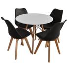 Conjunto Mesa Eiffel Eames Branco com 04 Cadeiras Leda Preto