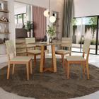 Conjunto Mesa Elma com 4 Cadeiras Madeira Maciça Bege