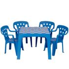 Conjunto Mesa Estampada E 4 Cadeiras Infantil Mor Plástica Azul
