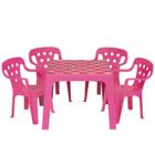 Conjunto Mesa Estampada E 4 Cadeiras Infantil Mor Plástica Rosa